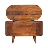 Chestnut Rounded Lid up Blanket Box Storage Bench