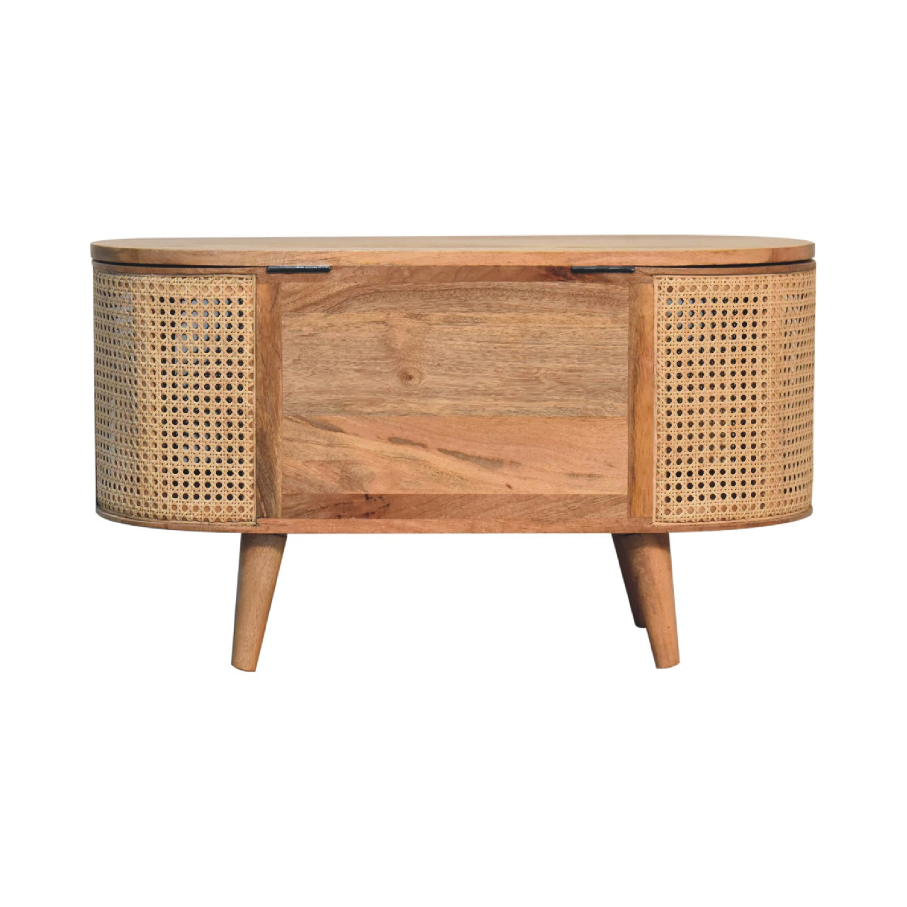 Larrisa Rounded Lid up Blanket Box Storage Bench | Oak Solid Mango Wood