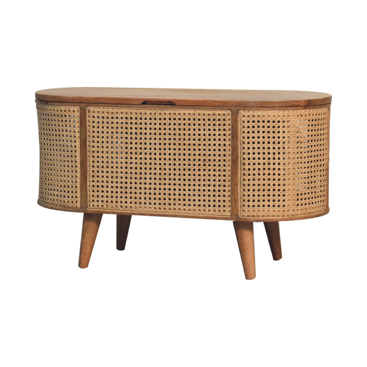 Larrisa Rounded Lid up Blanket Box Storage Bench | Oak Solid Mango Wood