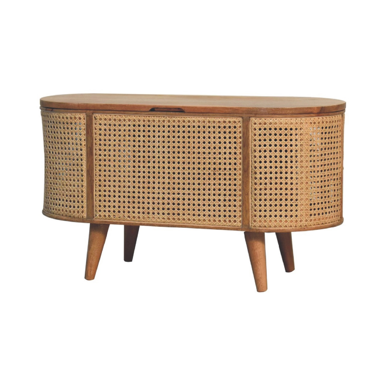 Larrisa Rounded Lid up Blanket Box Storage Bench | Oak Solid Mango Wood