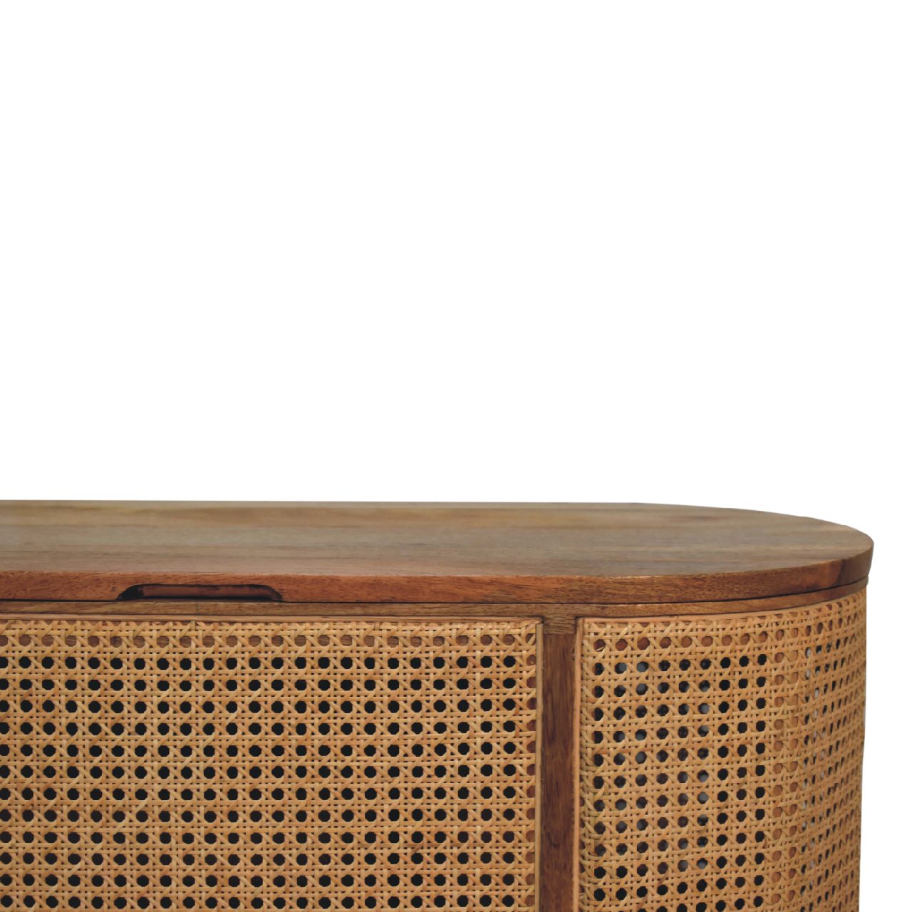 Larrisa Rounded Lid up Blanket Box Storage Bench | Oak Solid Mango Wood