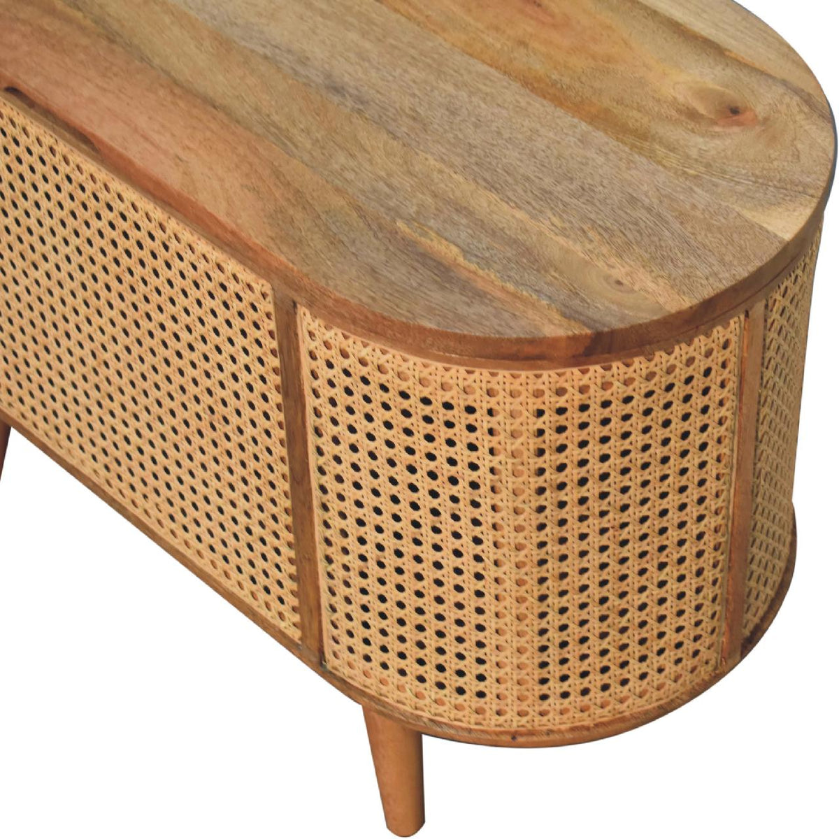 Larrisa Rounded Lid up Blanket Box Storage Bench | Oak Solid Mango Wood