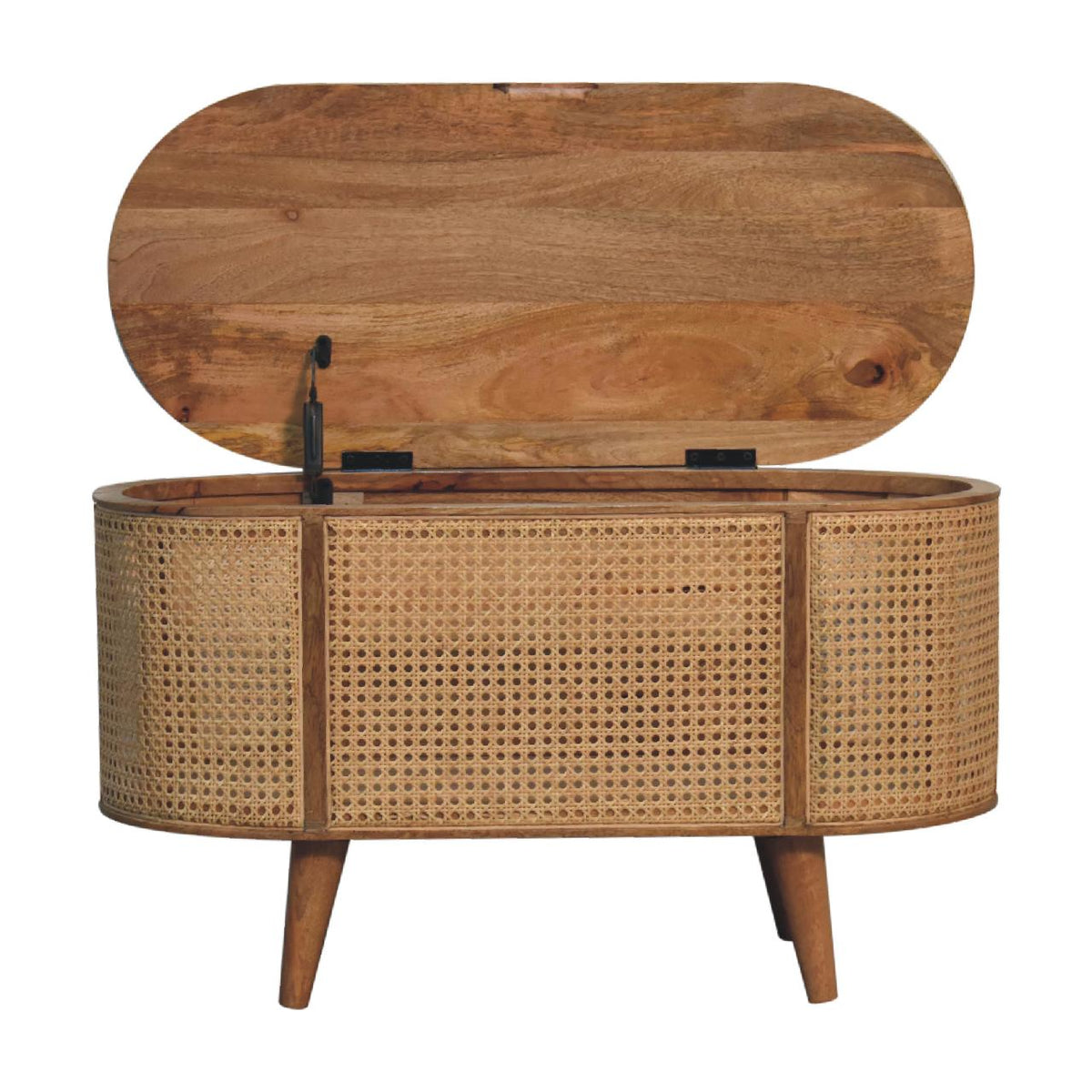 Larrisa Rounded Lid up Blanket Box Storage Bench | Oak Solid Mango Wood