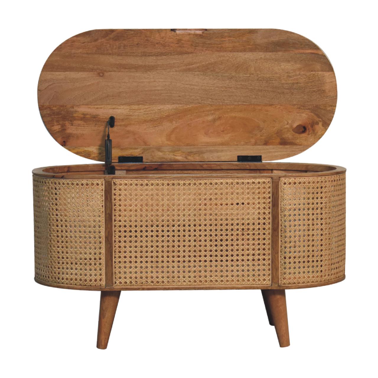Larrisa Rounded Lid up Blanket Box Storage Bench | Oak Solid Mango Wood