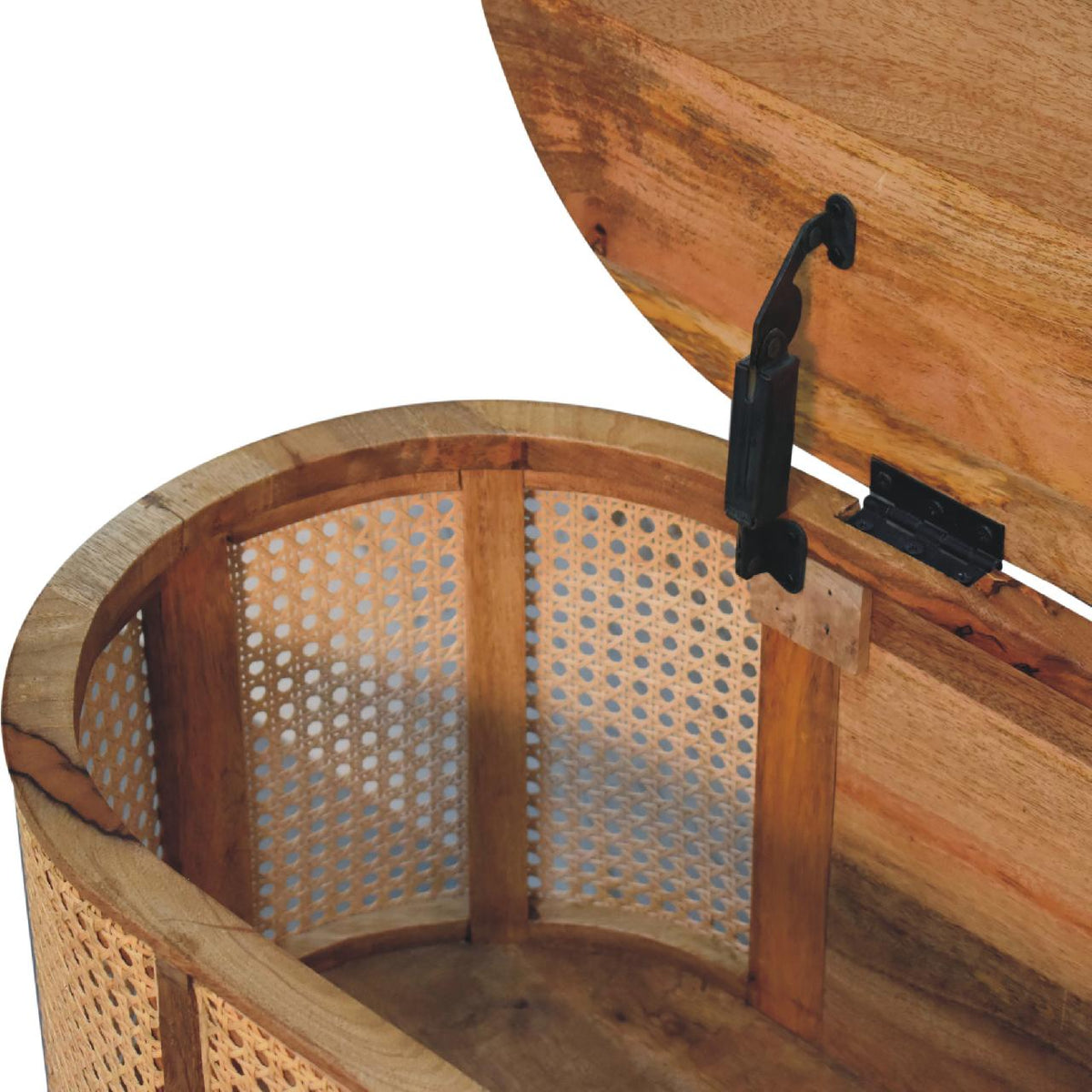 Larrisa Rounded Lid up Blanket Box Storage Bench | Oak Solid Mango Wood