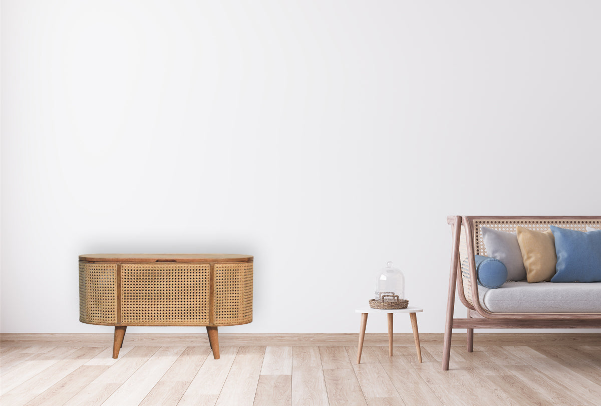Larrisa Rounded Lid up Blanket Box Storage Bench | Oak Solid Mango Wood