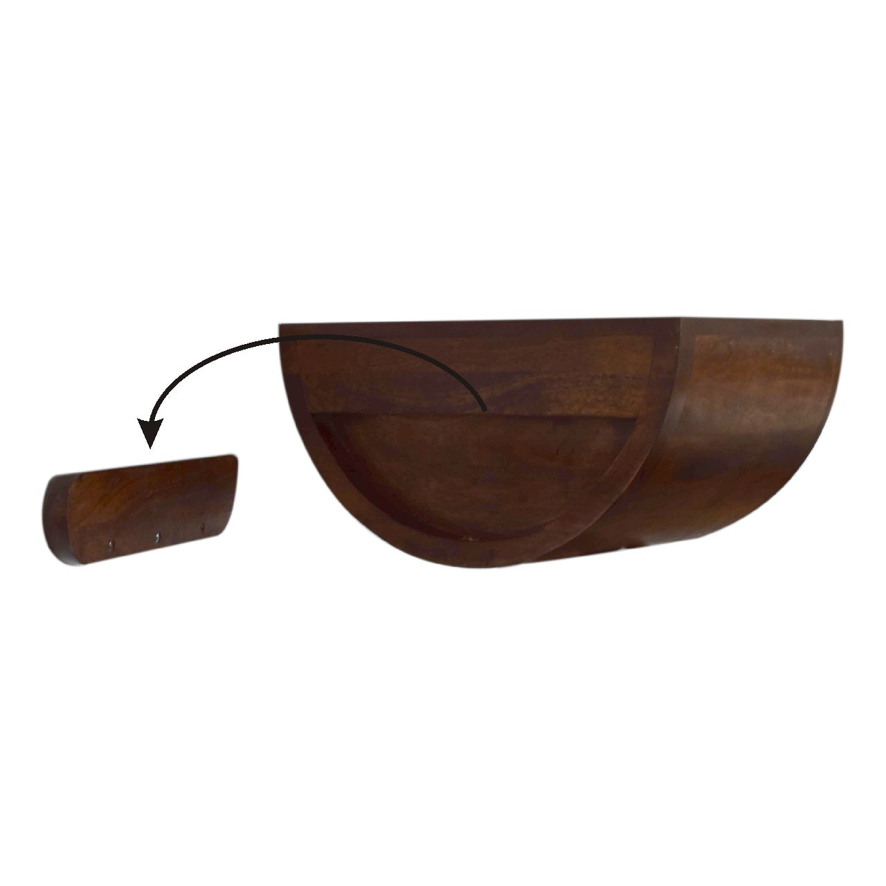 Chestnut Crescent Floating Bedside Table | Wall-Mounted