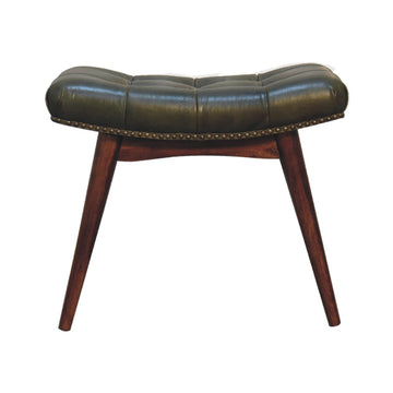 Harbour Green Footstool | Buffalo Leather