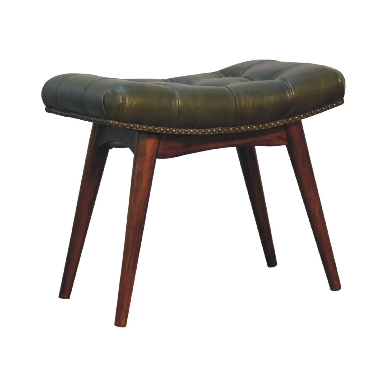 Harbour Green Footstool | Buffalo Leather