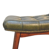 Harbour Green Footstool | Buffalo Leather