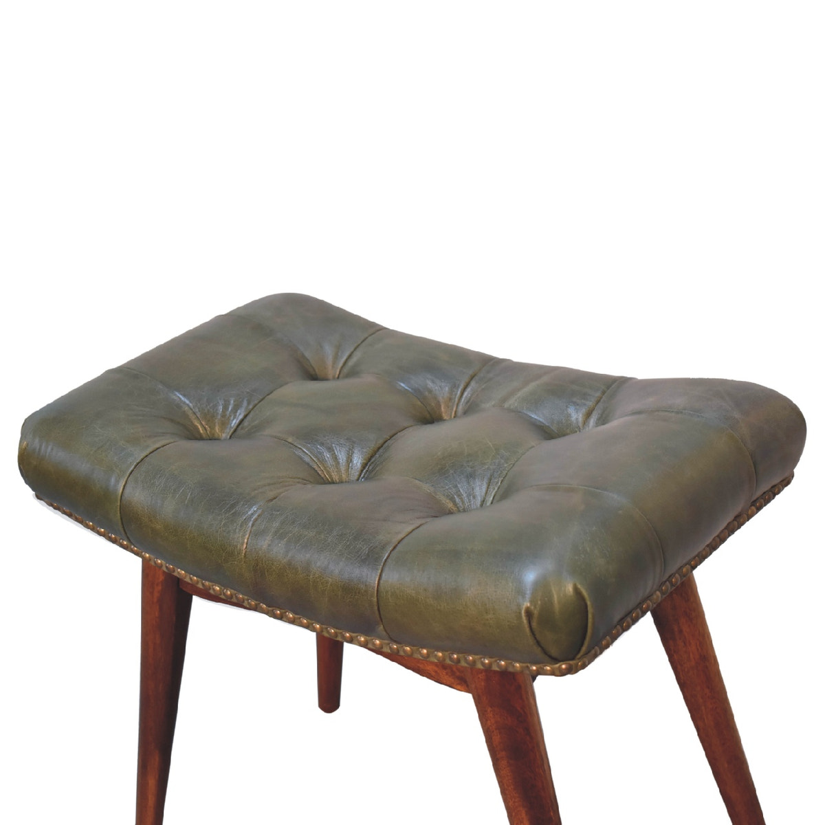 Harbour Green Footstool | Buffalo Leather