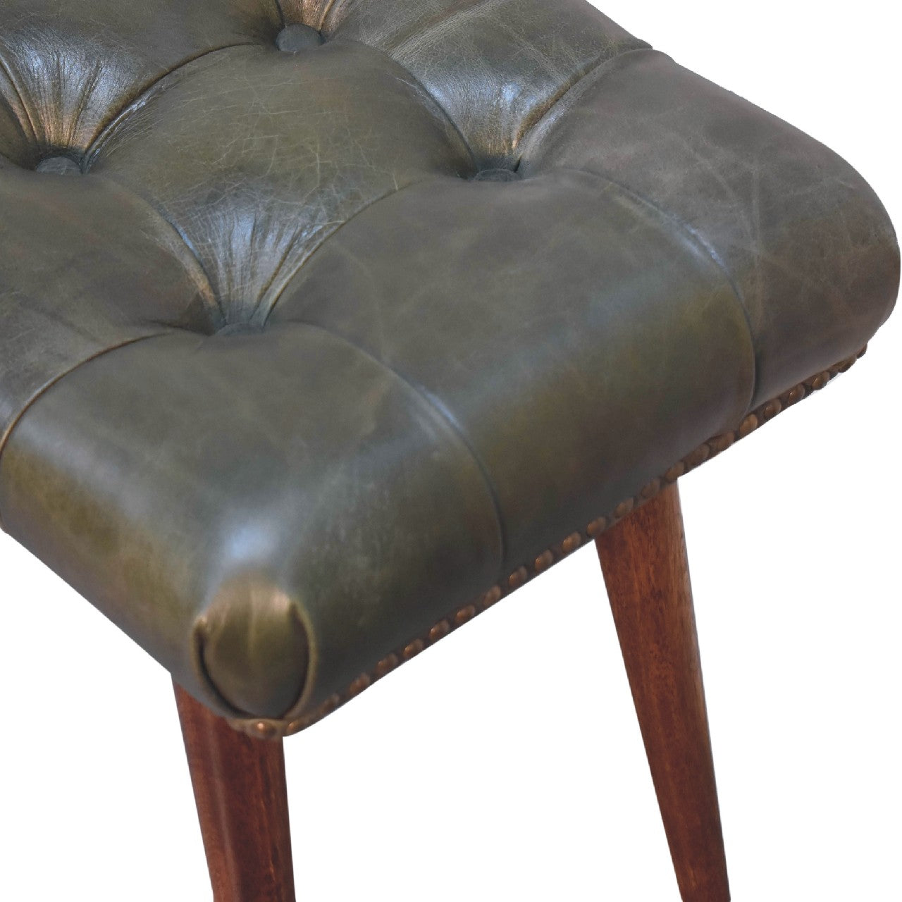 Harbour Green Footstool | Buffalo Leather
