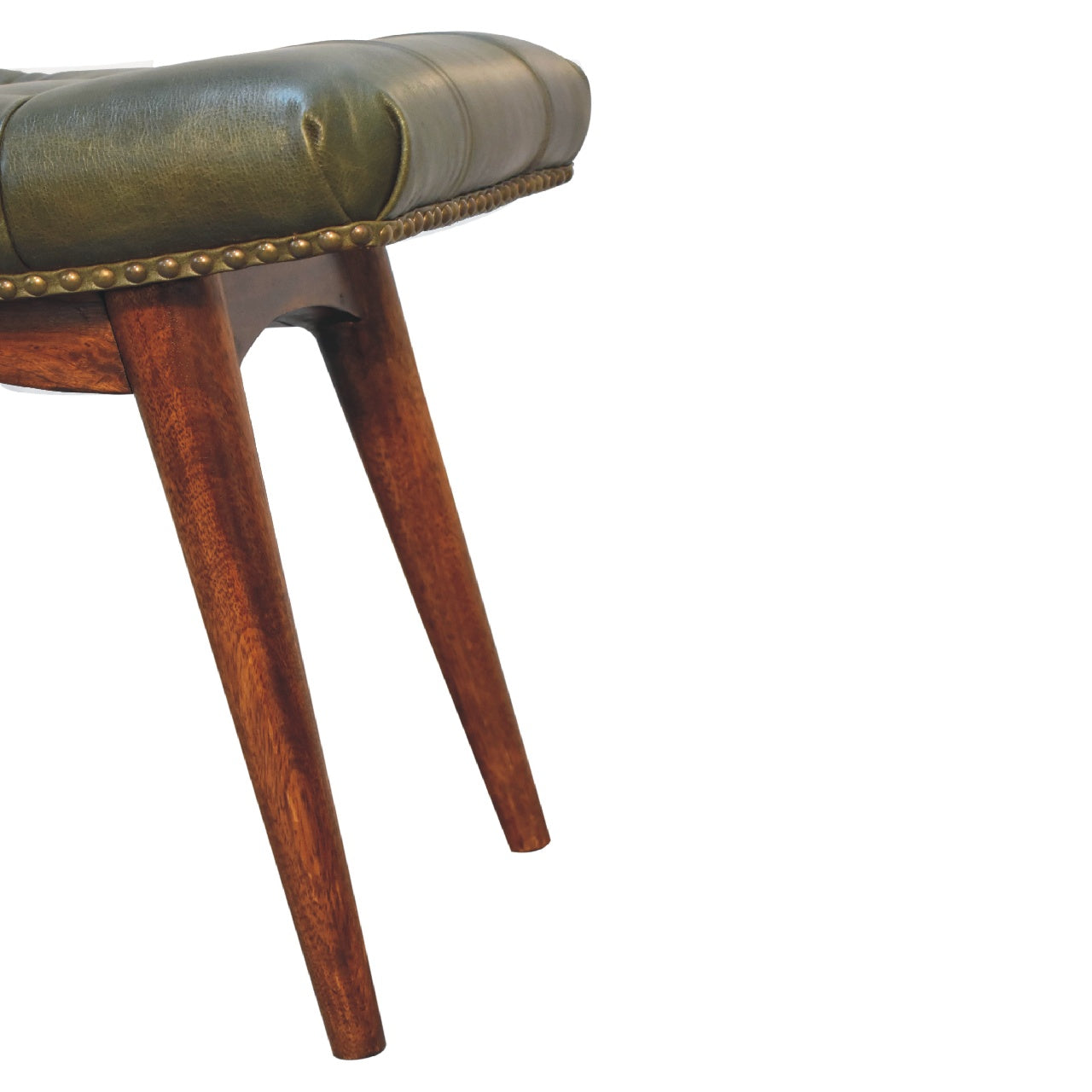 Harbour Green Footstool | Buffalo Leather