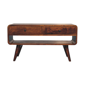 Reverse Curved Chestnut Chest of Drawers