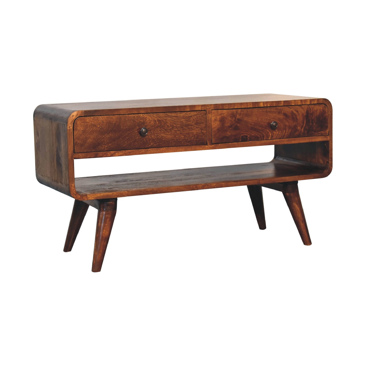 Reverse Curved Chestnut Chest of Drawers