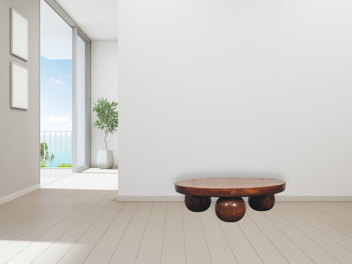 Chestnut Central Table with Ball Feet