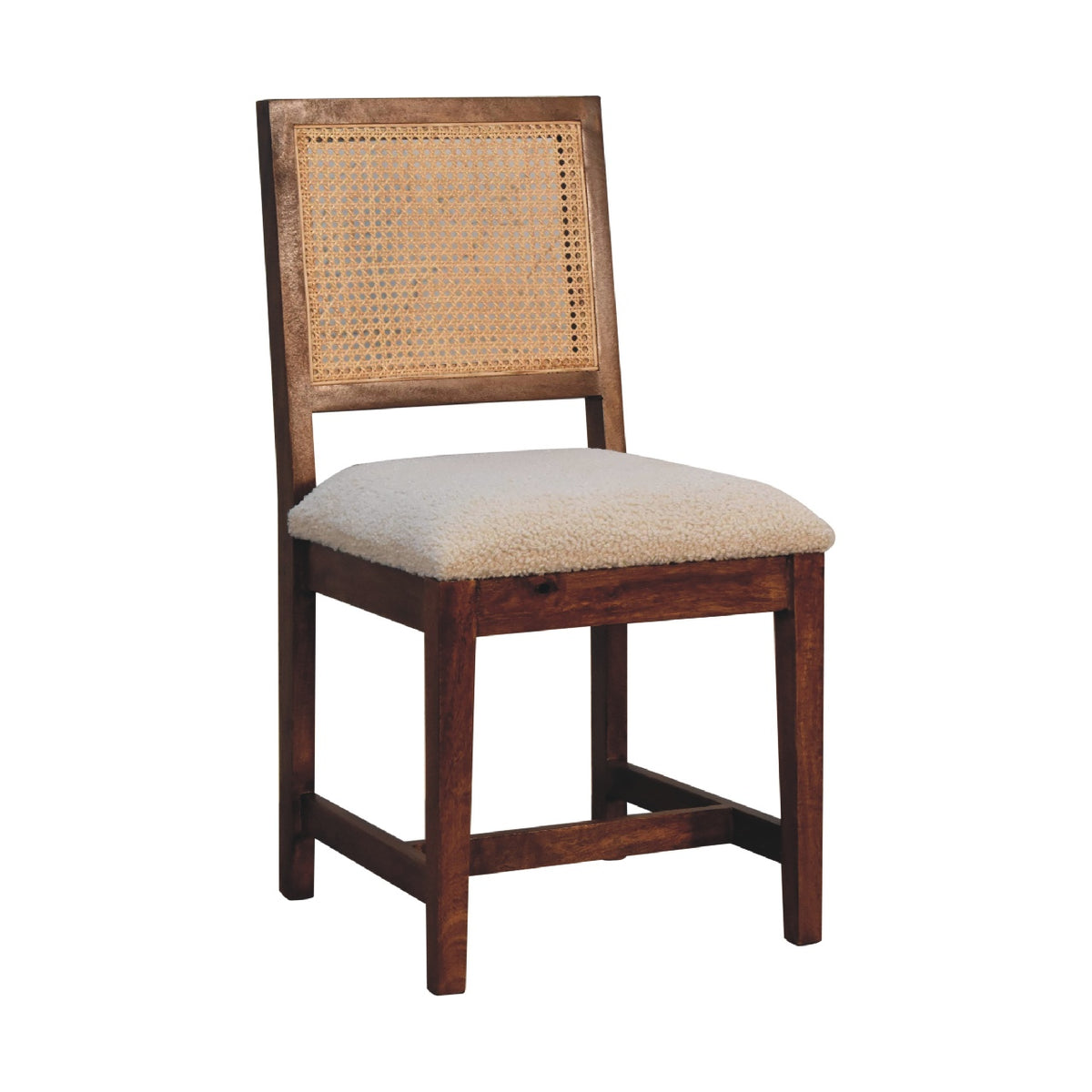 Cream Boucle Rattan Chair | Chestnut