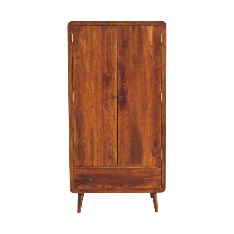Curved Chestnut Wardrobe Chest of Drawers