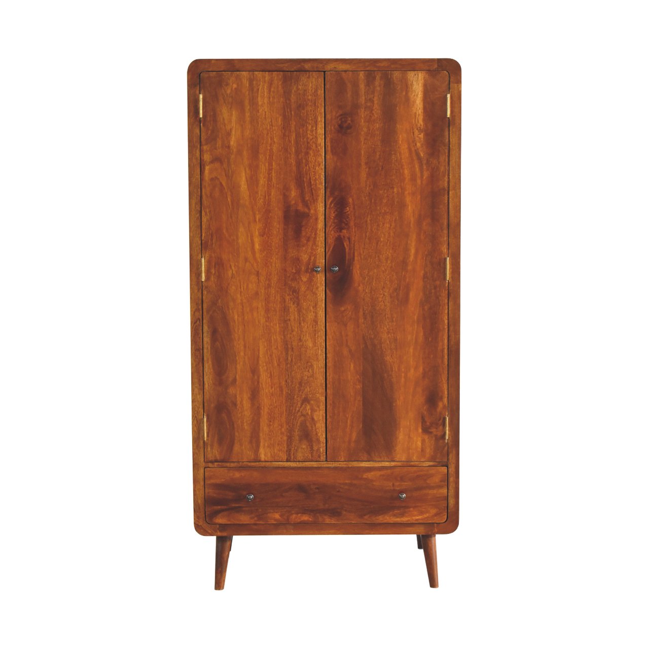Curved Chestnut Wardrobe Chest of Drawers
