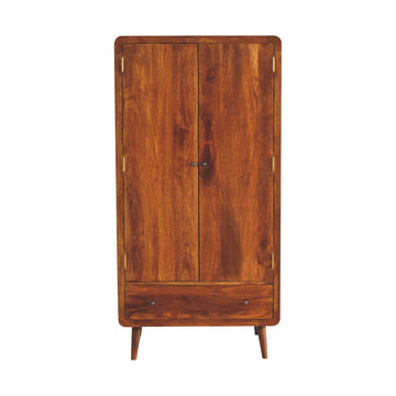 Curved Chestnut Wardrobe Chest of Drawers