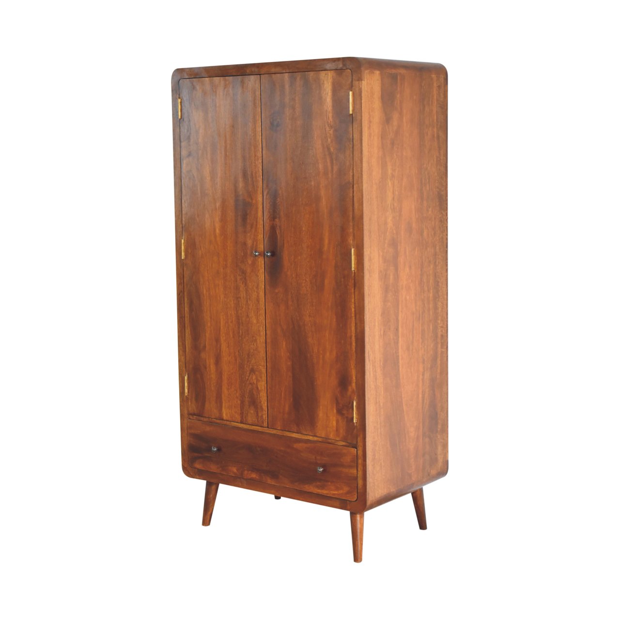 Curved Chestnut Wardrobe Chest of Drawers