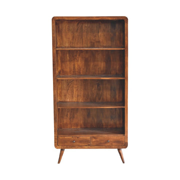 Curved Chestnut Bookcase Chest of Drawers
