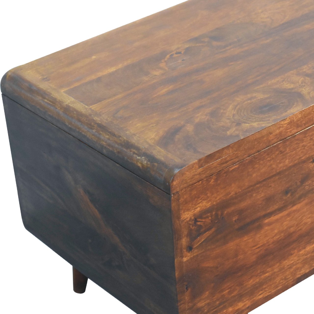 Curved Chestnut Blanket Box Storage Bench