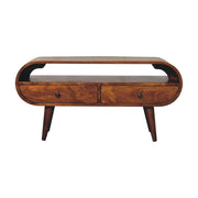Chestnut Circular TV Stand Chest of Drawers