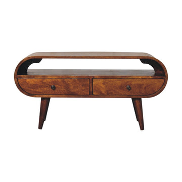 Chestnut Circular TV Stand Chest of Drawers