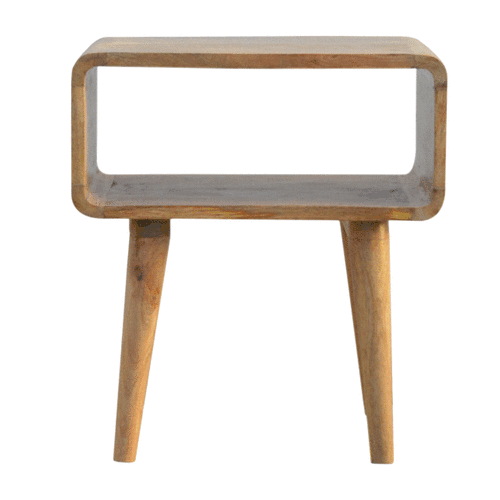 Curved Open Bedside Table | Oak Solid Mango Wood