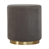 Gold Base Grey Velvet Footstool | Cotton Velvet