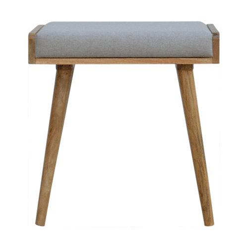 Grey Tweed Tray Style Footstool | Oak-Ish
