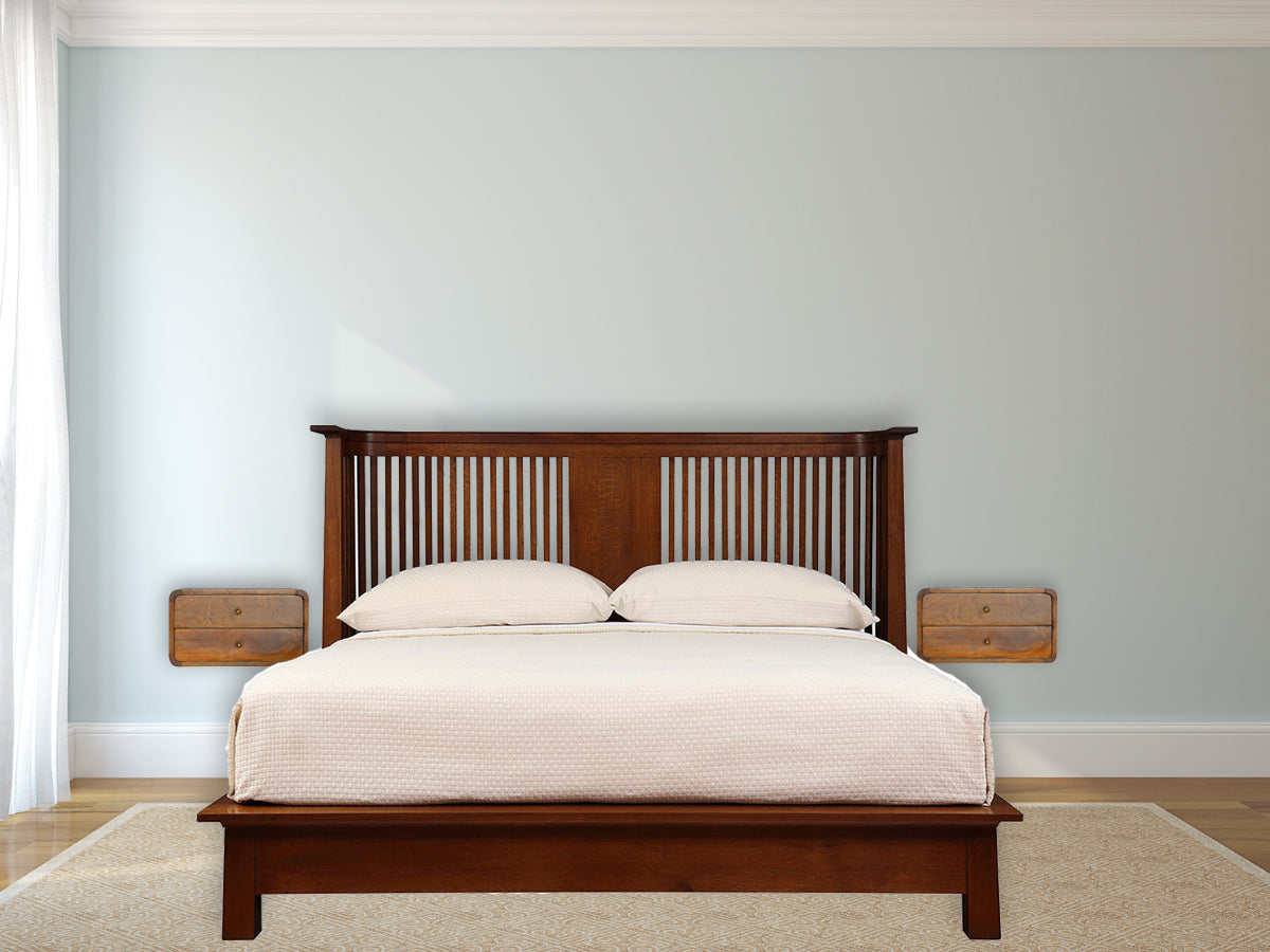 Floating Curved Chestnut Bedside Table | Wall-Mounted
