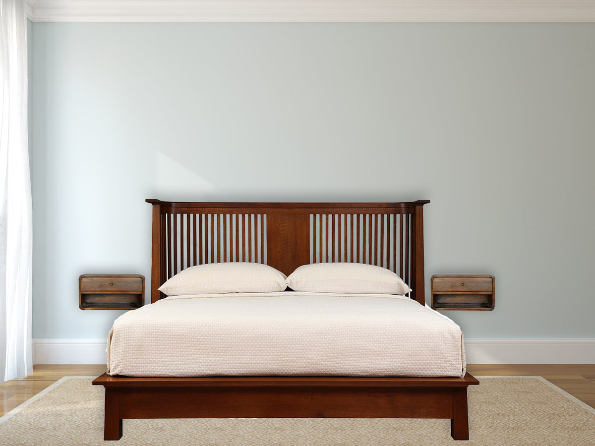 Curved Chestnut Wall Mounted Bedside with Open Slot