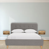 Floating Curve Open Slot Bedside Table | Oak-Ish Mango Wood Wall-Mounted