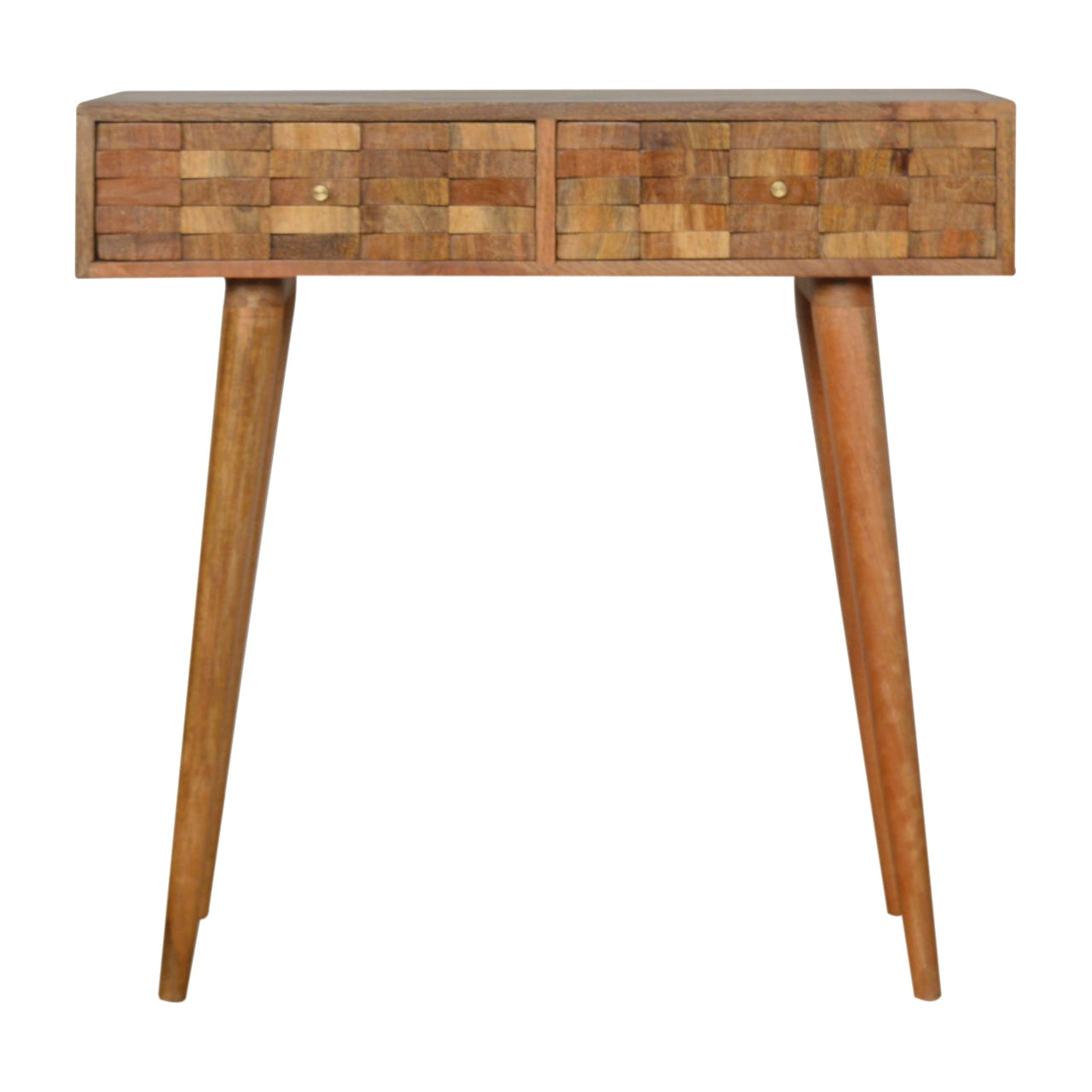 Tile Carved Console Table | Oak Solid Mango Wood Hand-Carved