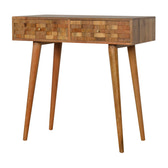 Tile Carved Console Table | Oak Solid Mango Wood Hand-Carved