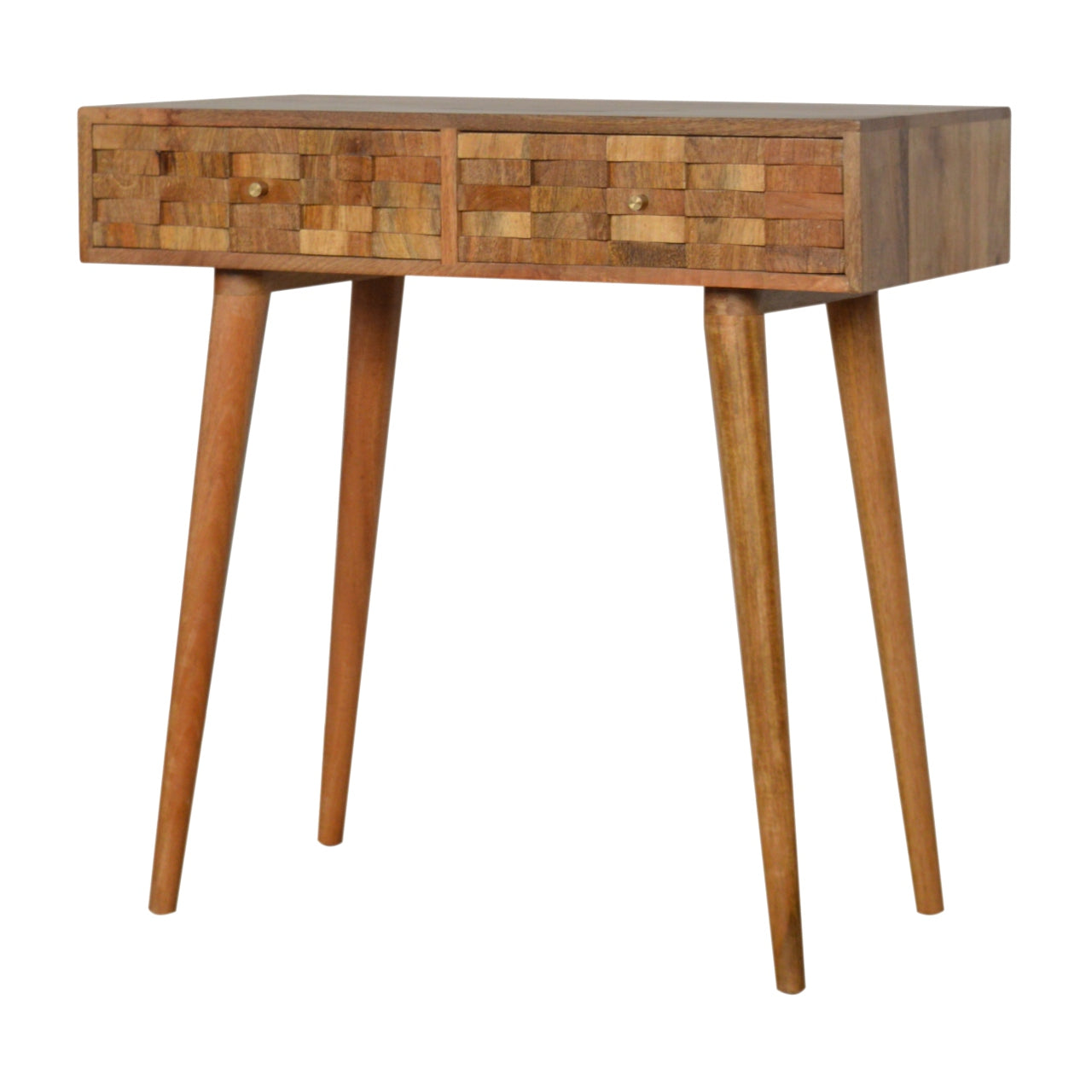 Tile Carved Console Table | Oak Solid Mango Wood Hand-Carved