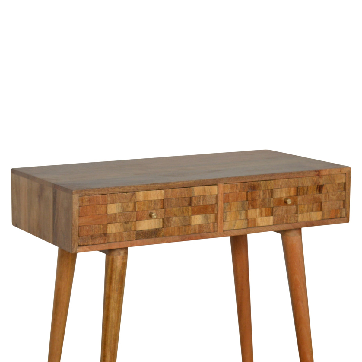 Tile Carved Console Table | Oak Solid Mango Wood Hand-Carved
