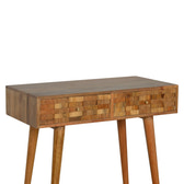 Tile Carved Console Table | Oak Solid Mango Wood Hand-Carved
