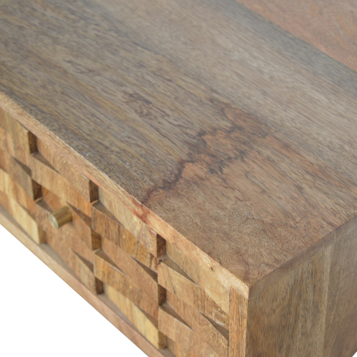 Tile Carved Console Table | Oak Solid Mango Wood Hand-Carved