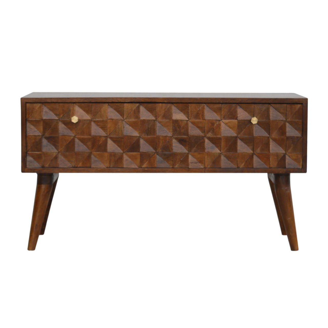 Chestnut Diamond Storage Bench | Hand-Carved