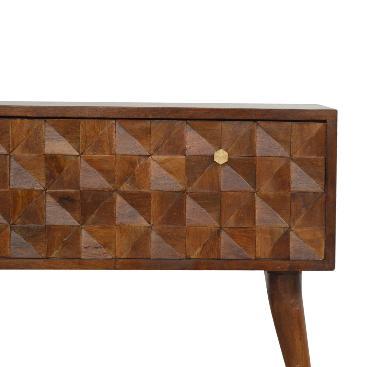 Chestnut Diamond Storage Bench | Hand-Carved