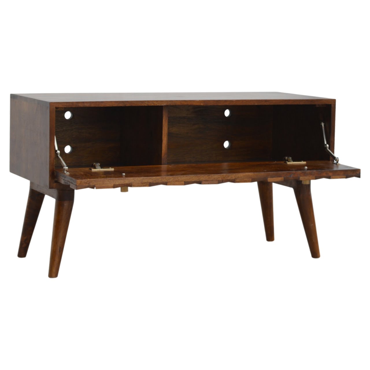 Chestnut Diamond Storage Bench | Hand-Carved