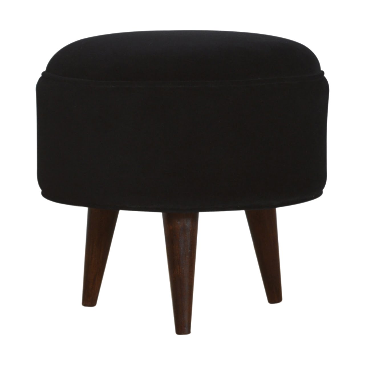Black Velvet Nordic Style Footstool | Cotton Velvet
