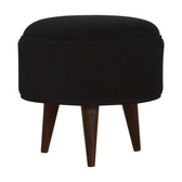 Black Velvet Nordic Style Footstool | Cotton Velvet