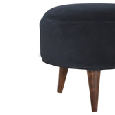 Black Velvet Nordic Style Footstool | Cotton Velvet