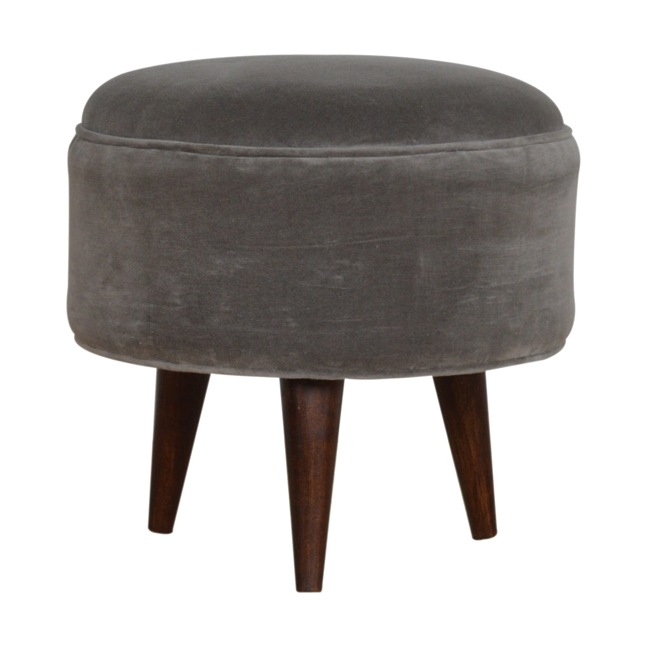 Grey Velvet Nordic Style Footstool | Cotton Velvet