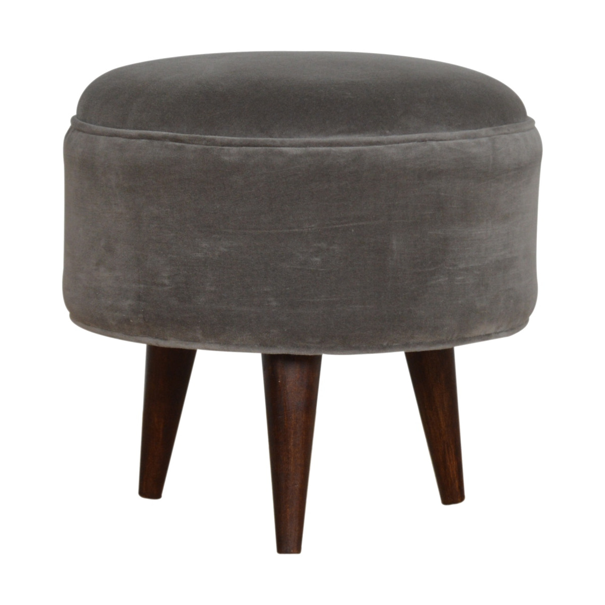 Grey Velvet Nordic Style Footstool | Cotton Velvet