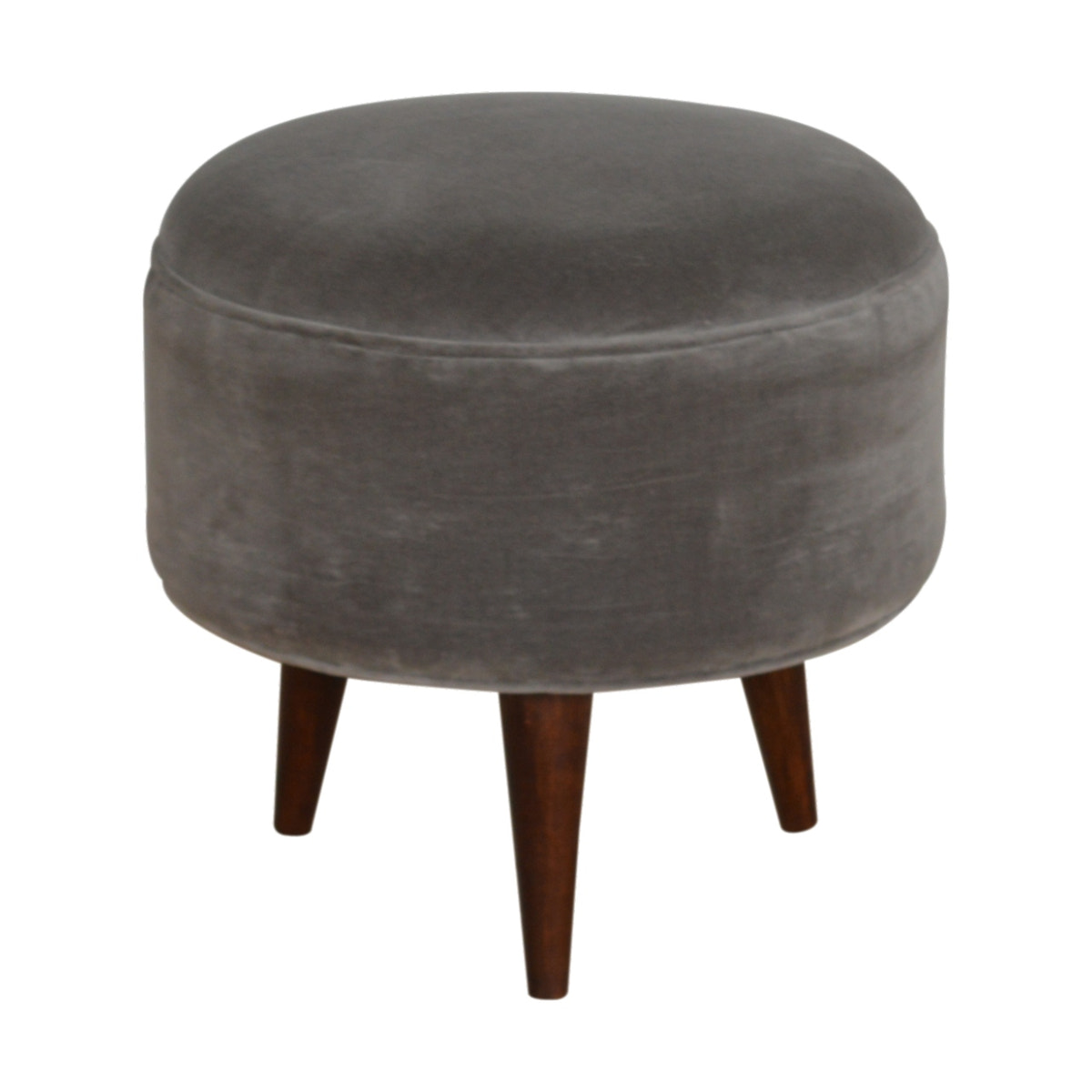 Grey Velvet Nordic Style Footstool | Cotton Velvet